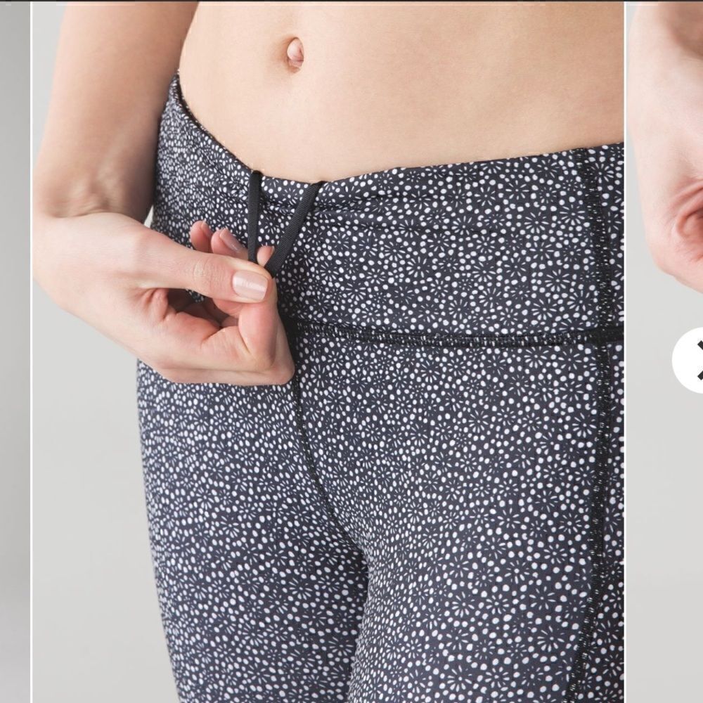 Lululemon Pace Rival Crop Legging in Freckle Flower Black White - Picture 9 of 10